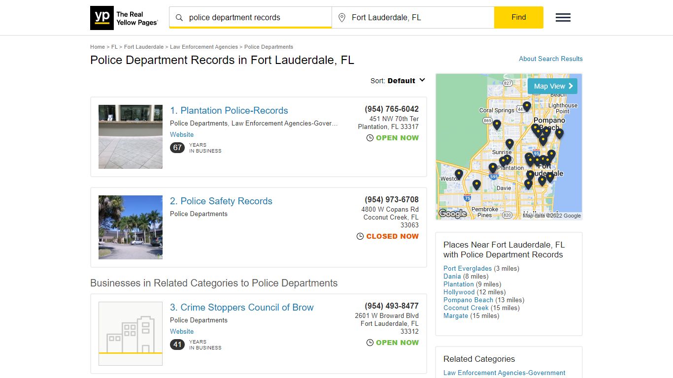 Police Department Records in Fort Lauderdale, FL